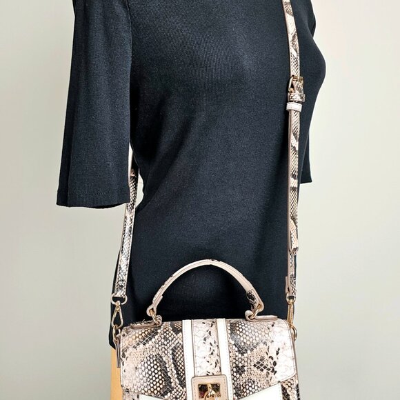 Anne Klein Snakeskin Print Top Handle Satchel Crossbody Bag - Picture 5 of 12